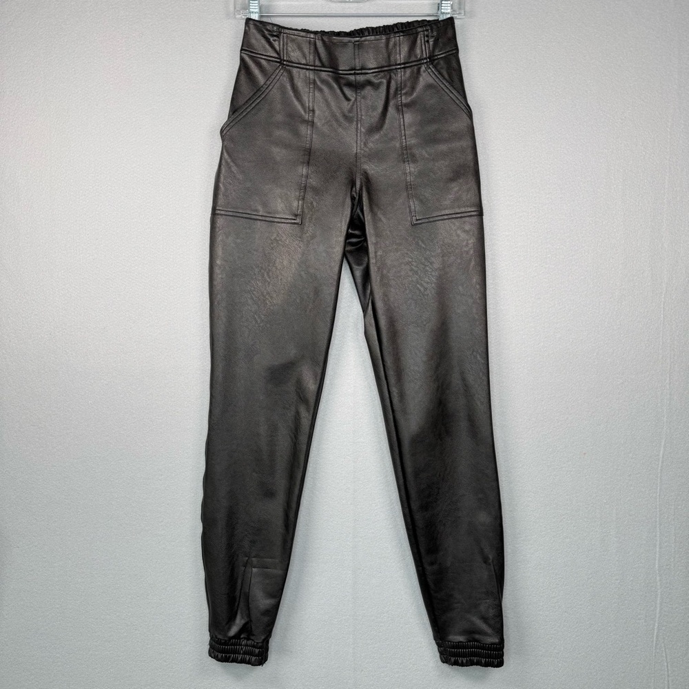 Spanx Leather Like Joggers Black S Tummy Control Pull On Pants - Picture 3 of 16